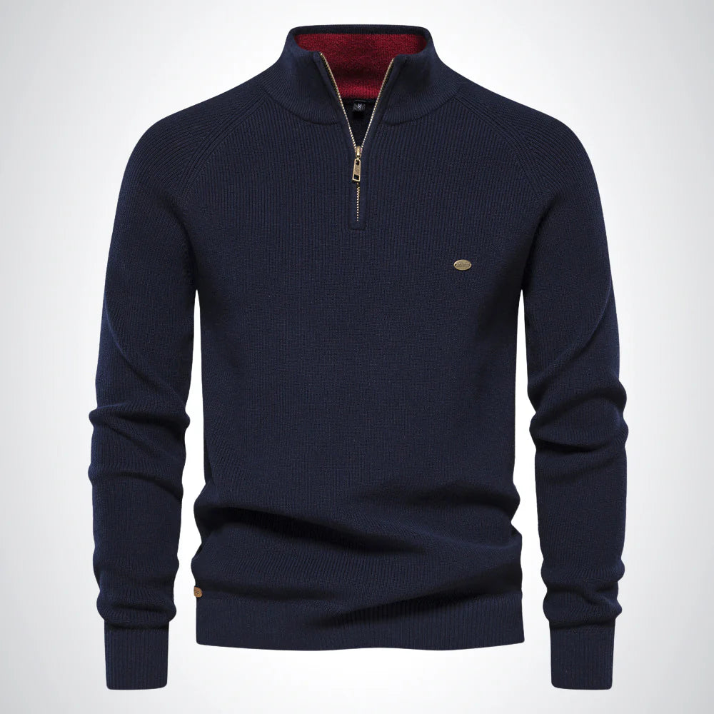 HALF ZIP COTTON SWEATER - Dias London