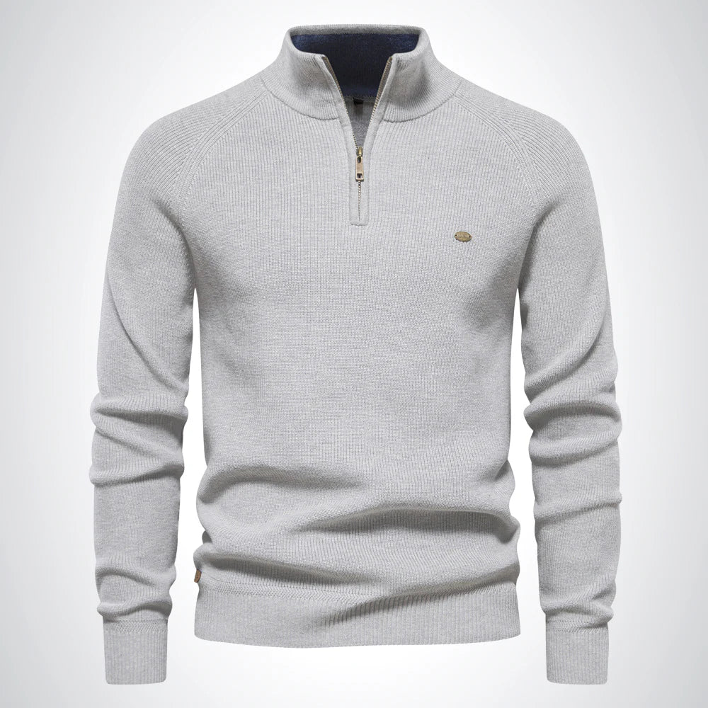 HALF ZIP COTTON SWEATER - Dias London