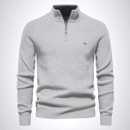 HALF ZIP COTTON SWEATER - Dias London