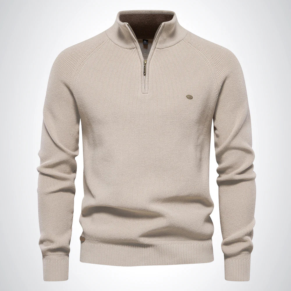 HALF ZIP COTTON SWEATER - Dias London