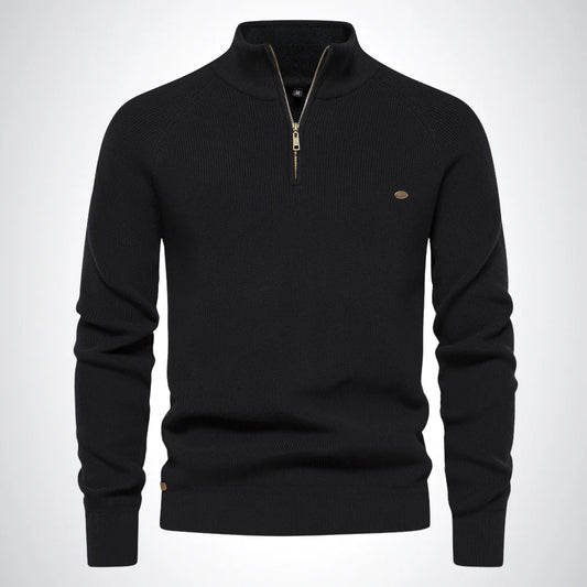 HALF ZIP COTTON SWEATER - Dias London