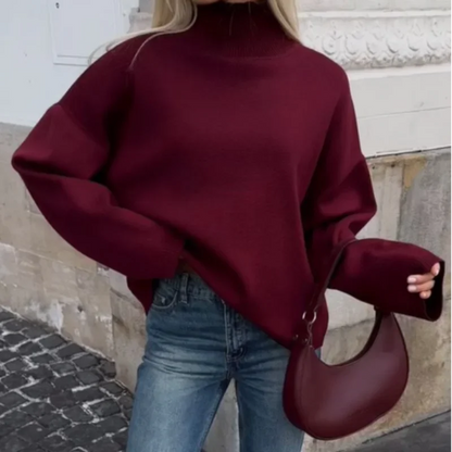 BURGUNDY LOOSE TURTLENECK - Dias London