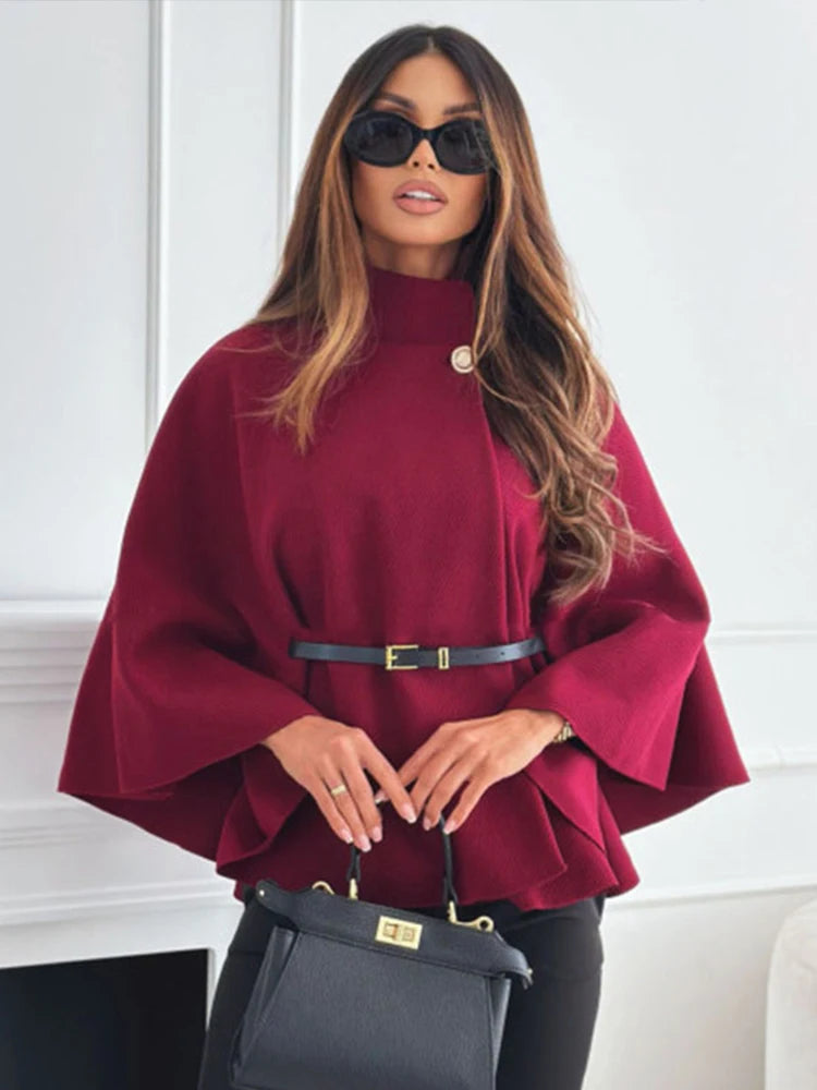 BELTED PONCHO JACKET - Dias London