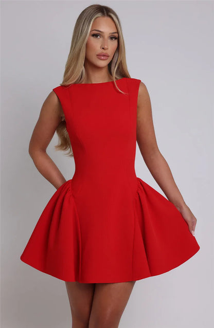 BACKLESS HIGH WAIST MINI DRESS