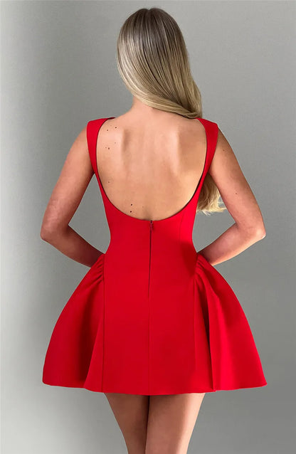 BACKLESS HIGH WAIST MINI DRESS