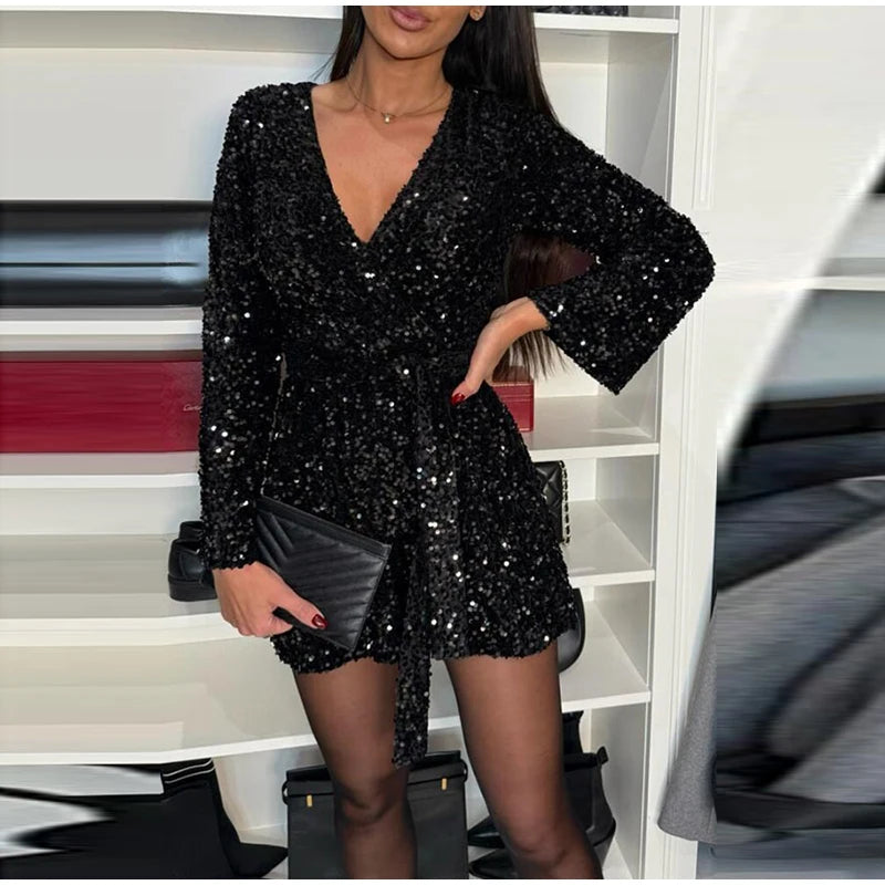 FESTIVE SEQUIN ROMPER - Dias London