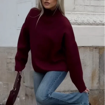 BURGUNDY LOOSE TURTLENECK - Dias London