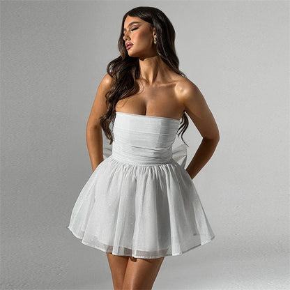 BOW STRAPLESS MINI DRESS