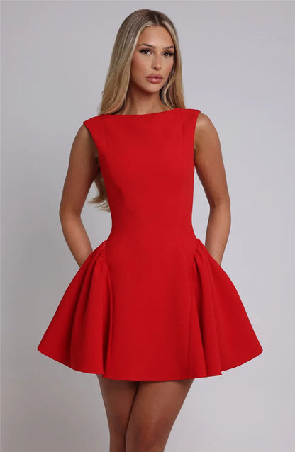 BACKLESS HIGH WAIST MINI DRESS