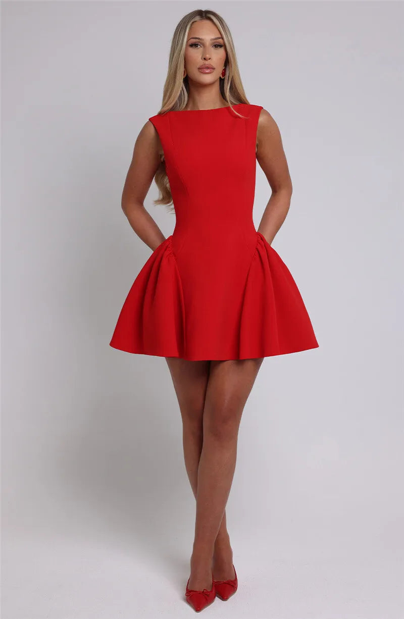 BACKLESS HIGH WAIST MINI DRESS