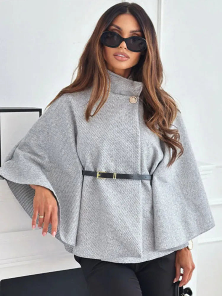 BELTED PONCHO JACKET - Dias London