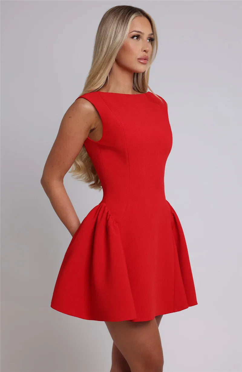 BACKLESS HIGH WAIST MINI DRESS